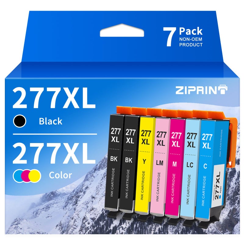 ZIPRINT Remanufactured Ink Cartridge Replacement for Epson 277XL 277 T277 to Use with XP-850 XP-860 XP-950 XP-960 XP-970 Printer (2 Black, 1 Cyan, 1 Magenta, 1 Yellow, 1 Light Cyan, 1 Light Magenta) - Image 1